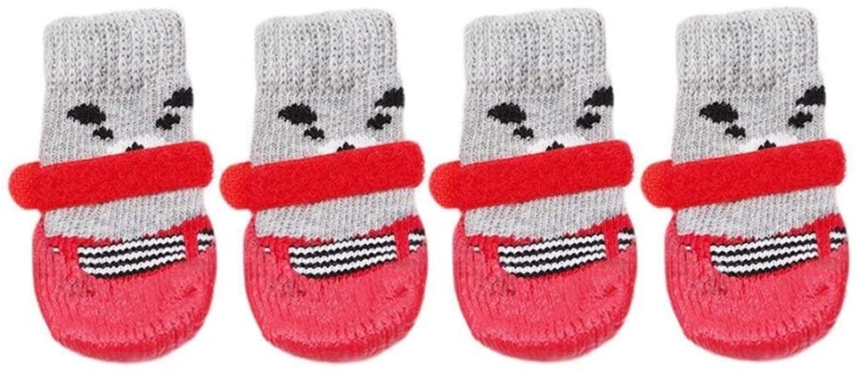  ZZYUBB Perro De Mascota Zapatos Zapatos For La Lluvia Impermeables For Perros Pequeños Razas del Gato del Perro Casero Calcetines De Goma De Silicona For Mascotas Perro Botas (Color : Red, Size : L) 