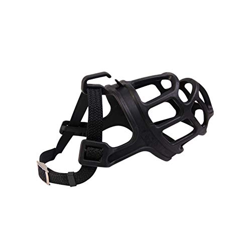 Bozales para perros Bozal de cuero ajustable para perro, máscara de seguridad para animales domésticos, máscara para prevenir mordeduras, masticar, ladrar, marrón grande, negro (hocico medio: 19