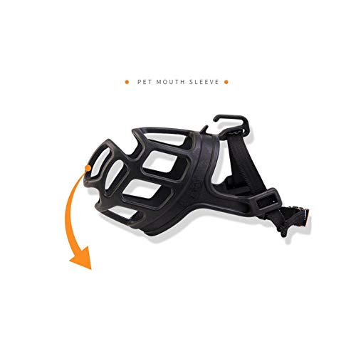 Bozales para perros Bozal de cuero ajustable para perro, máscara de seguridad para animales domésticos, máscara para prevenir mordeduras, masticar, ladrar, marrón grande, negro (hocico medio: 19