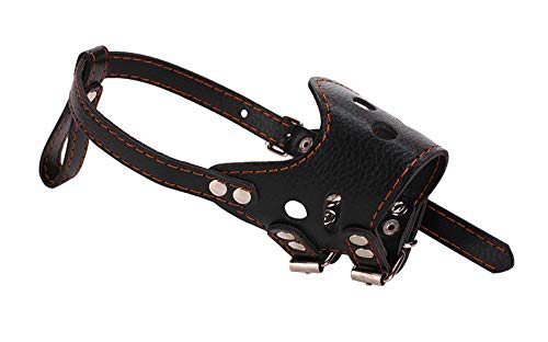 Bozales para perros Bozal de malla para perro con correa superior para perros pequeños, medianos y grandes, evita morder, ladrar y masticar de color negro, (circunferencia media del hocico: 29-3