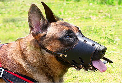 Bozales para perros Bozal de malla para perro con correa superior para perros pequeños, medianos y grandes, evita morder, ladrar y masticar de color negro, (circunferencia media del hocico: 29-3