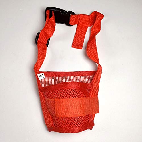 Bozales para perros Bozal de malla para perro con correa superior para perros pequeños, medianos y grandes, evita morder, ladrar y masticar de color rojo, (Hebra media circunferencia: 12-15 cm)