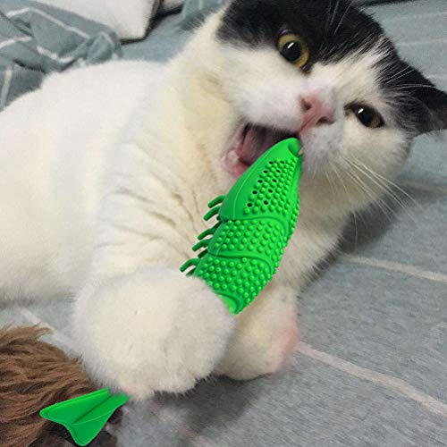 Cepillo De Dientes con Forma De Pez Gato, Cepillo De Dientes para Gato, Juguetes para Masticar Catnip, Dientes para Masticar, Limpieza Dental, Cuidado Dental contra El Mal Aliento