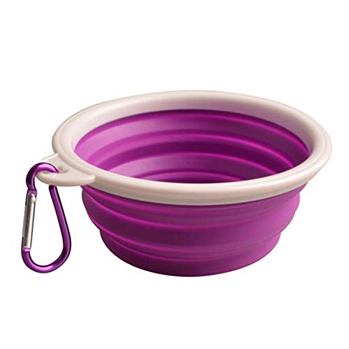 CMTTOME Tazón de Silicona Plegable para Perro Color Caramelo Candy Pet Portable Puppy Cat Food Container Plate Water Dish Feeder-Púrpura_Talla única_China