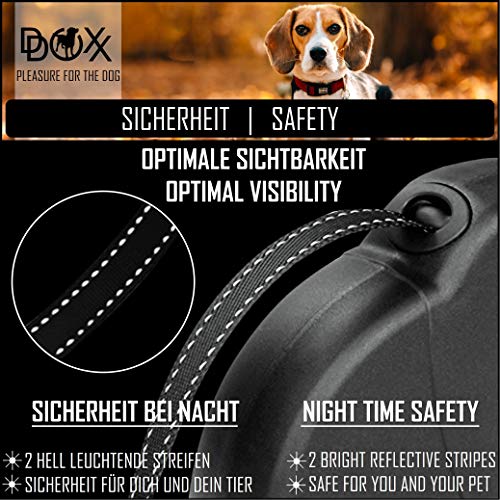 DDOXX Correa Extensible Perro, Reflectante, Retráctil | Diferentes Colores & Tamaños | para Perros Pequeño, Mediano y Grande | Accesorios Gato Cachorro | XS, 3 m, 8 kg, Rosado