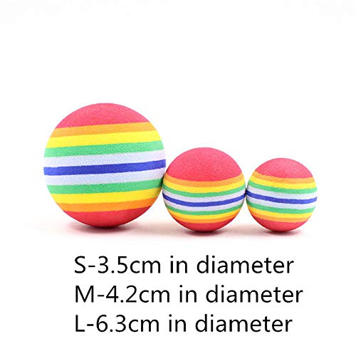 Diámetro S/M/L de Mascotas de Juguete de bebé Juguetes del Perro del Gato del Arco Iris de Colores Juego Las Bolas de Animales Productos Divertidos EVA Balls (Cinco Paquetes),L