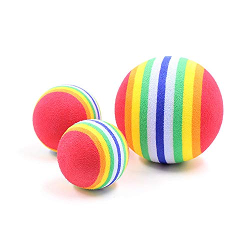 Diámetro S/M/L de Mascotas de Juguete de bebé Juguetes del Perro del Gato del Arco Iris de Colores Juego Las Bolas de Animales Productos Divertidos EVA Balls (Cinco Paquetes),L