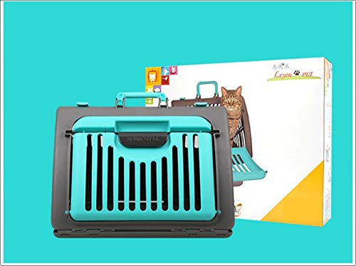 DUHUI Plegable Portador de Gatos Plástico Gato y Perro Jaula Portable Pet Products45.5 * 35.5 * 32.5cm (Color : Green)
