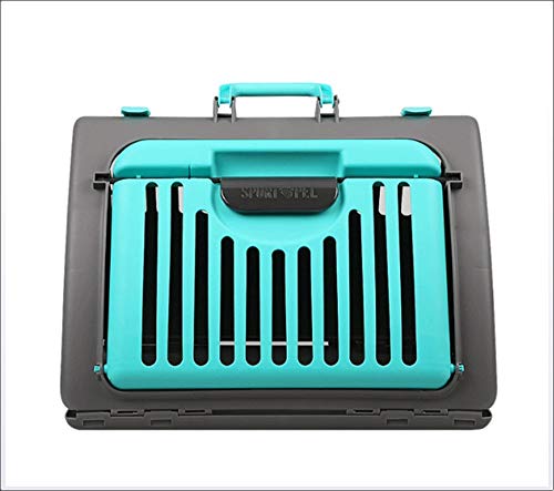 DUHUI Plegable Portador de Gatos Plástico Gato y Perro Jaula Portable Pet Products45.5 * 35.5 * 32.5cm (Color : Green)
