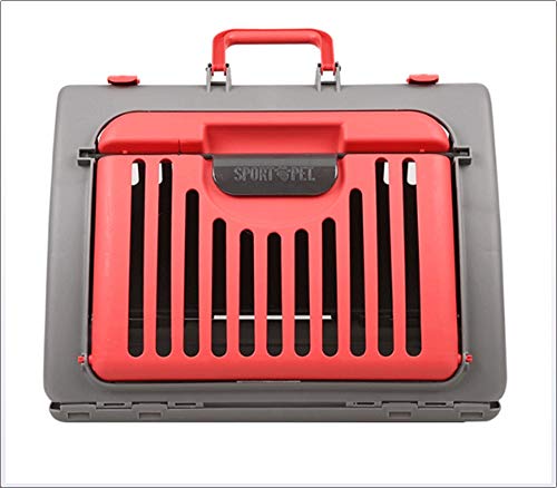 DUHUI Plegable Portador de Gatos Plástico Gato y Perro Jaula Portable Pet Products45.5 * 35.5 * 32.5cm (Color : Red)