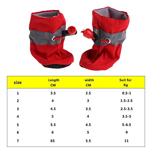 Feidaeu Zapatos de Perro Impermeables de Invierno 4 Unids/Set Mascotas Lluvia Botines de Nieve Zapatos de Goma Antideslizantes para Perros pequeños Cachorros Calzado