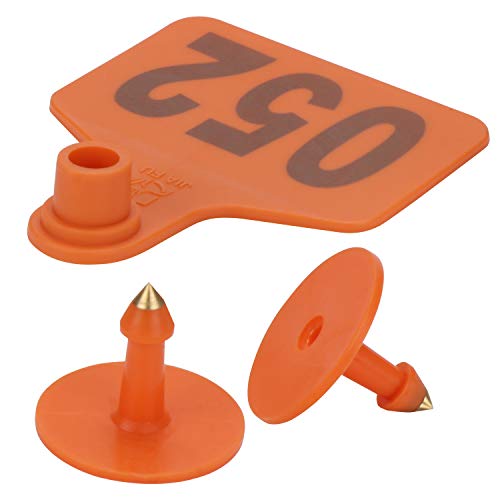 Fippy 100pcs número 001-100 - Etiquetas para orejas de cerdo, color naranja