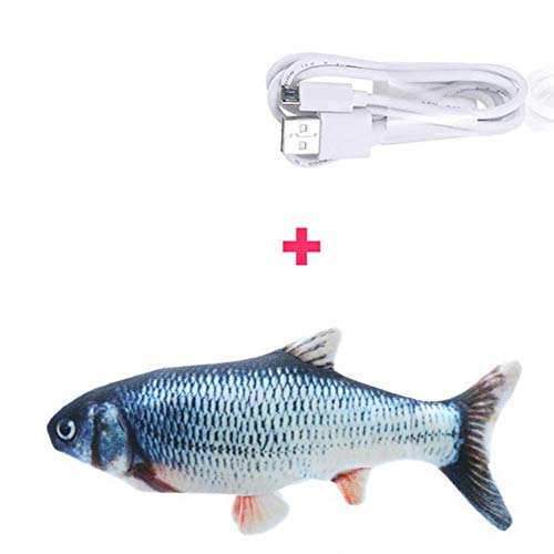 Handfly Juguetes de Peces eléctricos para Gatos, 30cm Gato eléctrico Wagging Fish Toys USB Recargable automático simulado Felpa Gato Pescado Juguete Interactivo Gato Juguete Gato Masticar Juguetes