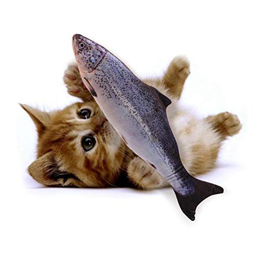 Handfly Juguetes de Peces eléctricos para Gatos, 30cm Gato eléctrico Wagging Fish Toys USB Recargable automático simulado Felpa Gato Pescado Juguete Interactivo Gato Juguete Gato Masticar Juguetes