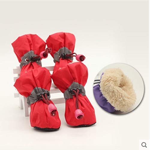 HCBDQQ Zapatos para Perros-Botas De ProteccióN para Perros, Zapatos Impermeables para Perros, Suela De Velcro Reflectante 3