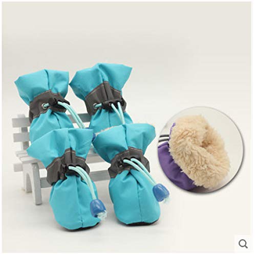HCBDQQ Zapatos para Perros-Botas De ProteccióN para Perros, Zapatos Impermeables para Perros, Suela De Velcro Reflectante 3