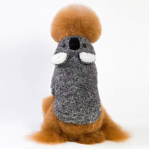 HVTKL Otoño e Invierno Nueva Ropa for Mascotas Color sólido Coral Terciopelo Ropa for Perros piernas Engrosamiento Oso Perezoso Ropa for Perros de Peluche (Color : Black, Size : S)