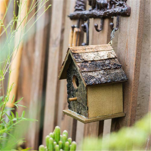 Hxsm Cubierta De Madera úNica Nido De PáJaro Nido De PáJaro Casa del PáJaro Casa Productos Diversos JardíN Patio DecoracióN Adornos Bosque De Abedul Natural-MarróN
