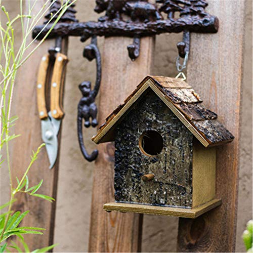Hxsm Cubierta De Madera úNica Nido De PáJaro Nido De PáJaro Casa del PáJaro Casa Productos Diversos JardíN Patio DecoracióN Adornos Bosque De Abedul Natural-MarróN