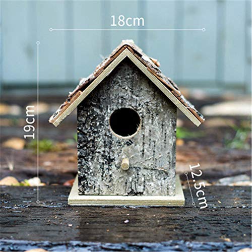 Hxsm Cubierta De Madera úNica Nido De PáJaro Nido De PáJaro Casa del PáJaro Casa Productos Diversos JardíN Patio DecoracióN Adornos Bosque De Abedul Natural-MarróN