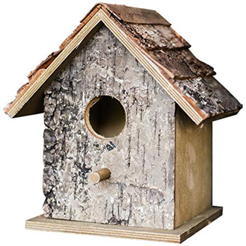 Hxsm Cubierta De Madera úNica Nido De PáJaro Nido De PáJaro Casa del PáJaro Casa Productos Diversos JardíN Patio DecoracióN Adornos Bosque De Abedul Natural-MarróN