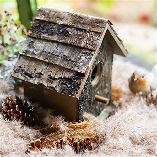 Hxsm Cubierta De Madera úNica Nido De PáJaro Nido De PáJaro Casa del PáJaro Casa Productos Diversos JardíN Patio DecoracióN Adornos Bosque De Abedul Natural-MarróN