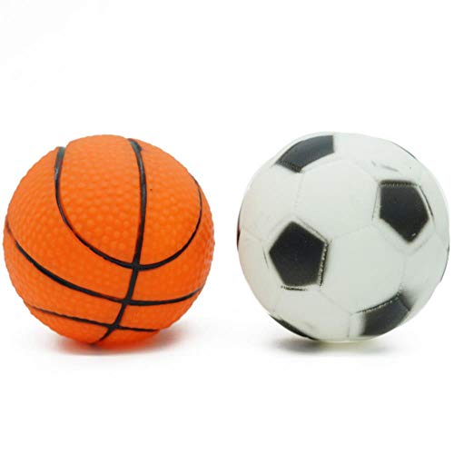 liming Juguete para Perros Juguete con Sonido de masticación chirrido Cachorro Pelota para Perros Grandes Forma de fútbol de Baloncesto Juguete para Mascotas Resistente a Las mordeduras, 2 Paquetes