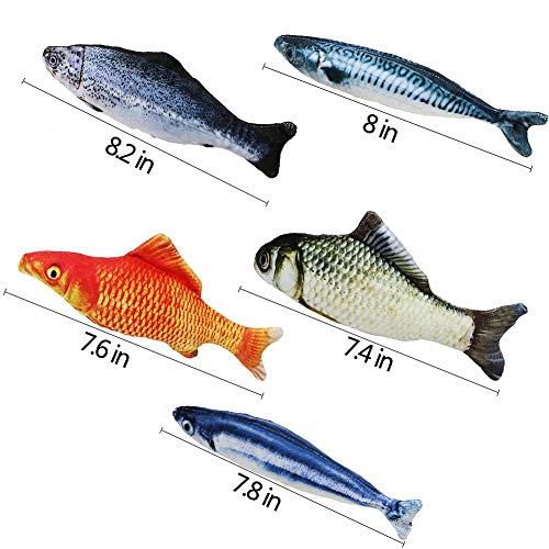 LIZHIGE Catnip Fish Toys, Juguetes Interactivos Soft Cat Felpa Pescado Realista Simulado Gato Juguetes de Menta Gatos Gatito