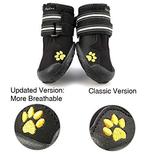 LUGEUK Botas Protectoras para Perros, Juego de 4 Calzados Impermeables para Perros medianos y Grandes - Negro (4#) (Size : 6#(2.56"x2.99"))