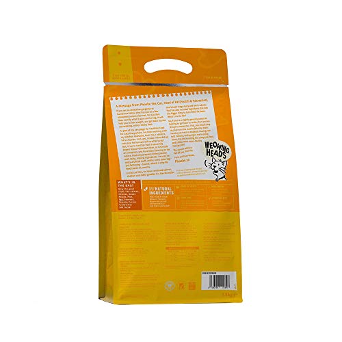 Meowing Heads comida seca para gatos baja en calorías - Fat Cat Slim - 100% Natural, Pollo y pescado, Receta sin cereales y baja en grasas, 1.5 kg