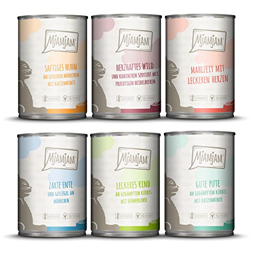 MjAMjAM - Comida para Gatos variada, de Conejo, Pavo, Pato, Carne de Ave, Corazones, Pollo y Carne de Vacuno