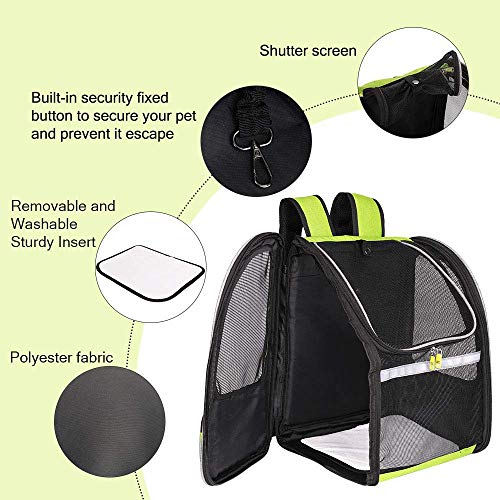 Mochila para mascotas, mochila súper transpirable de malla totalmente ventilada, mochila para mascotas cómoda y resistente, diseñada para viajes, senderismo, caminatas y uso al aire libre,Green