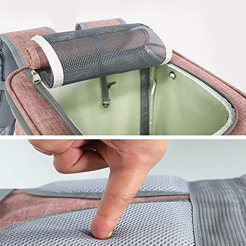 Mochilas transpirables para mascotas con bolsillo multifuncional, Mochila plegable para viajes para mascotas portátil para mascotas Senderismo, caminata, ciclismo y uso al aire libre, rosa,Blue