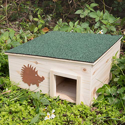 Navaris Casa para erizos de Madera - Refugio para erizos y roedores para Exteriores y jardín - Caseta para hibernación Invierno y crianza