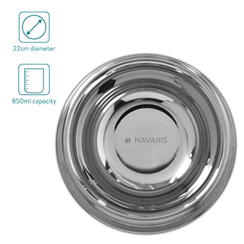 Navaris Comedero Enfriador de Acero Inoxidable - Cuenco Antideslizante para Perros y Gatos - Mantén el Agua o la Comida Frescos en Verano - 850ml