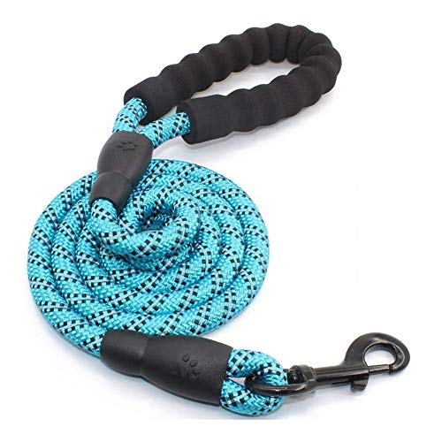 NO LOGO WHZJXB-ZYP Top-5 pies Fuerte Correa del Perro cómodo asa Acolchada Altamente Reflectantes Hilos Mediana Grande Blue Dogs (Color : Blue, Talla : 150X1.2CM)