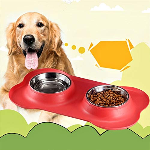 nobrand Perro Lindo de Silicona Bone Fashion Pet Bowl Doble Perro de Mascota Cuenco Cuenco Pet Food Food Bowl Pet Bowl Productos para Mascotas (Color : Blue, Size : 46 * 27 * 15cm)