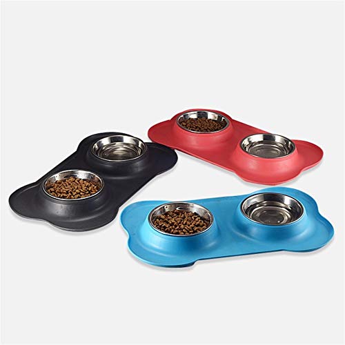 nobrand Perro Lindo de Silicona Bone Fashion Pet Bowl Doble Perro de Mascota Cuenco Cuenco Pet Food Food Bowl Pet Bowl Productos para Mascotas (Color : Red, Size : 46 * 27 * 15cm)