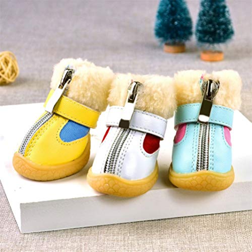 OLADO Zapatos de Invierno para Perros de Cuero cálido para Chihuahua Pug Botas de Nieve Impermeables para Perros Cachorros