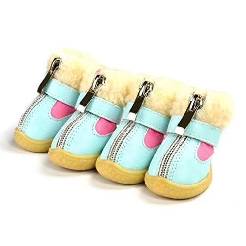 OLADO Zapatos de Invierno para Perros de Cuero cálido para Chihuahua Pug Botas de Nieve Impermeables para Perros Cachorros