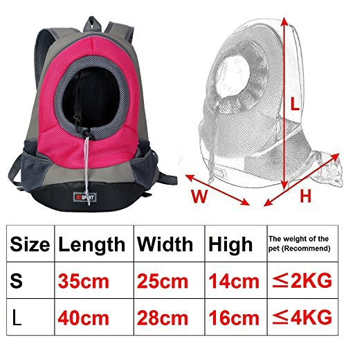 Orchidtent perro mochila Carrier – Portátil perro Front Carrier Cachorro de malla con unidades/diseño de cabeza de/doble hombros correas perro mascota bolsa de transporte Mochila