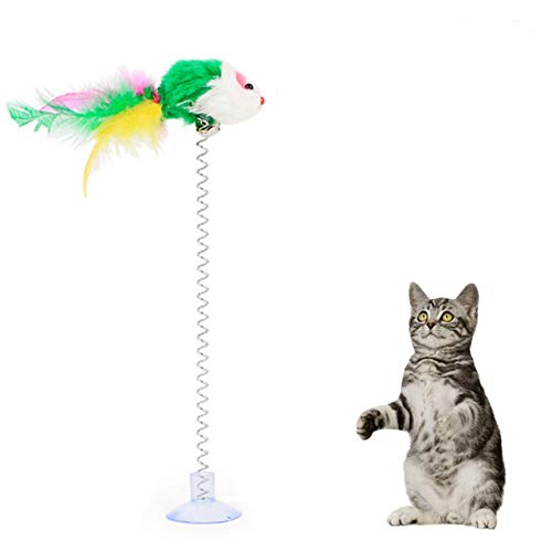 POIUY Palo De Juguete Interactivo Gato Plumas Pequeñas Jaulas Juguete Rata Varita Campana Artificial Remolque Gato Plástico De Colores,TYPE12