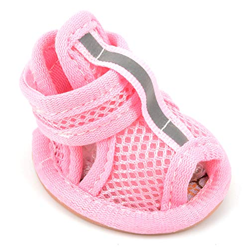 Ranphy - Zapatos para perro pequeño, macho / hembra, color sólido, malla transpirable, sandalias ajustables, verano