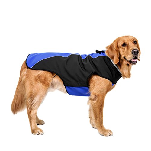 RETUROM Ropa para Mascotas, Impermeable Mascota Perro Grande Cachorro Chaleco Ropa Abrigo (L, Azul)