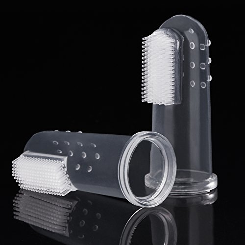 Shappy 10 Piezas Cepillos de Dientes de Dedo de Mascota de Silicona Blanda, Limpiador de Dientes Limpieza de Dientes de Perro Gato