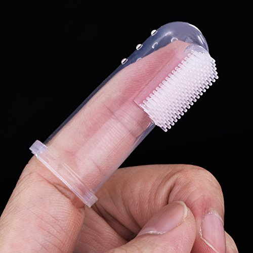 Shappy 10 Piezas Cepillos de Dientes de Dedo de Mascota de Silicona Blanda, Limpiador de Dientes Limpieza de Dientes de Perro Gato