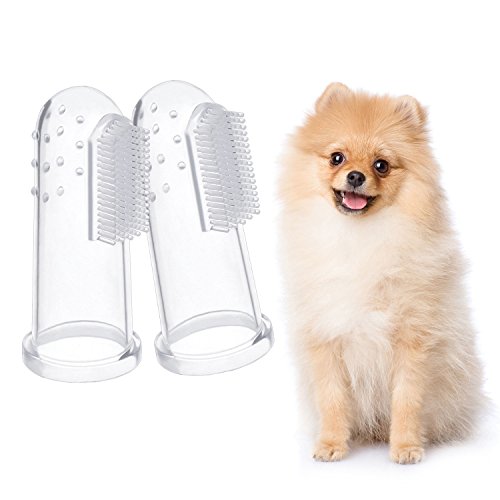 Shappy 10 Piezas Cepillos de Dientes de Dedo de Mascota de Silicona Blanda, Limpiador de Dientes Limpieza de Dientes de Perro Gato