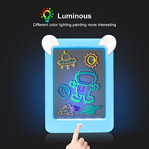 Tableta de Dibujo Pizarra 3D Mágico con Luces LED Educativo Infantil Dibujo & Marco de Fotos Regalos Juguetes para Niños