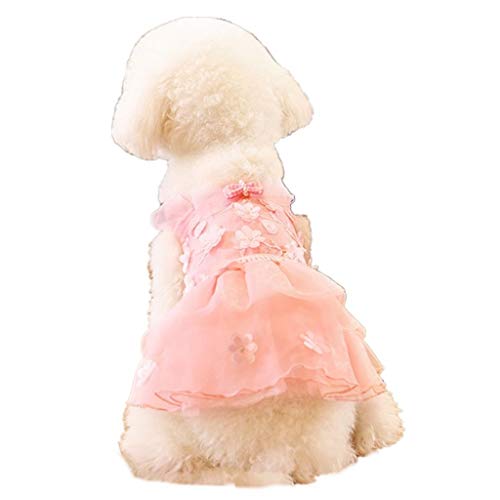 Vestidos de Encaje para Perro y Gato, Vestido de Tul para Fiesta de Boda de Cumpleaños, Ligero y Transpirable Falda de La Torta de Floral, Vestido de Tutú de Verano, Ropa para Mascotas Pequeños
