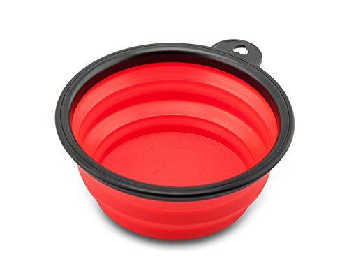 Viajes Tazón de la marca PRECORN Perro Gatos Mascotas plato del alimento tazón plegable cuenco de agua en el color rojo